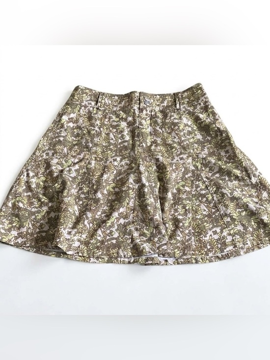 sahalie Dresses & Skirts - Green and Tan Mini Skater Skirt for Casual Wear D
